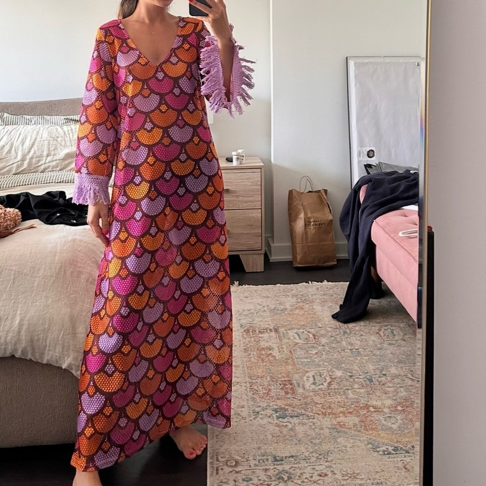 Boho Fringe Kaftan Cover-Up | Festival, Beach, Vacation Maxi Dress